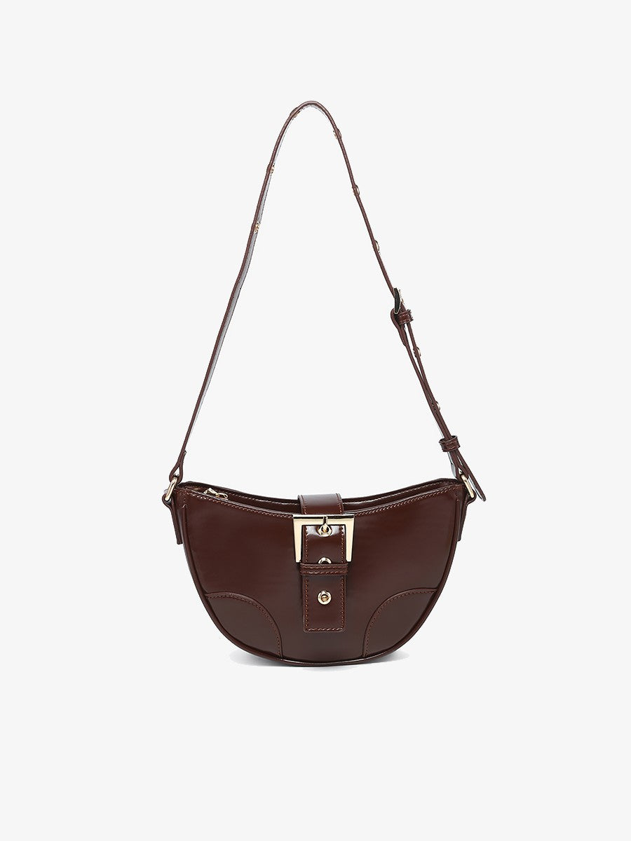 Adelaide Chocolate Glossy Shoulder Bag