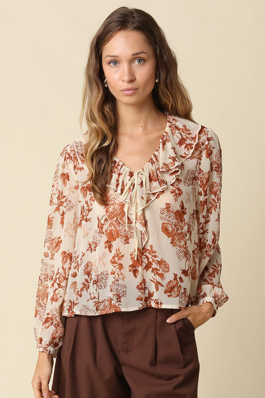 Aubry Cream/Rust Floral Top