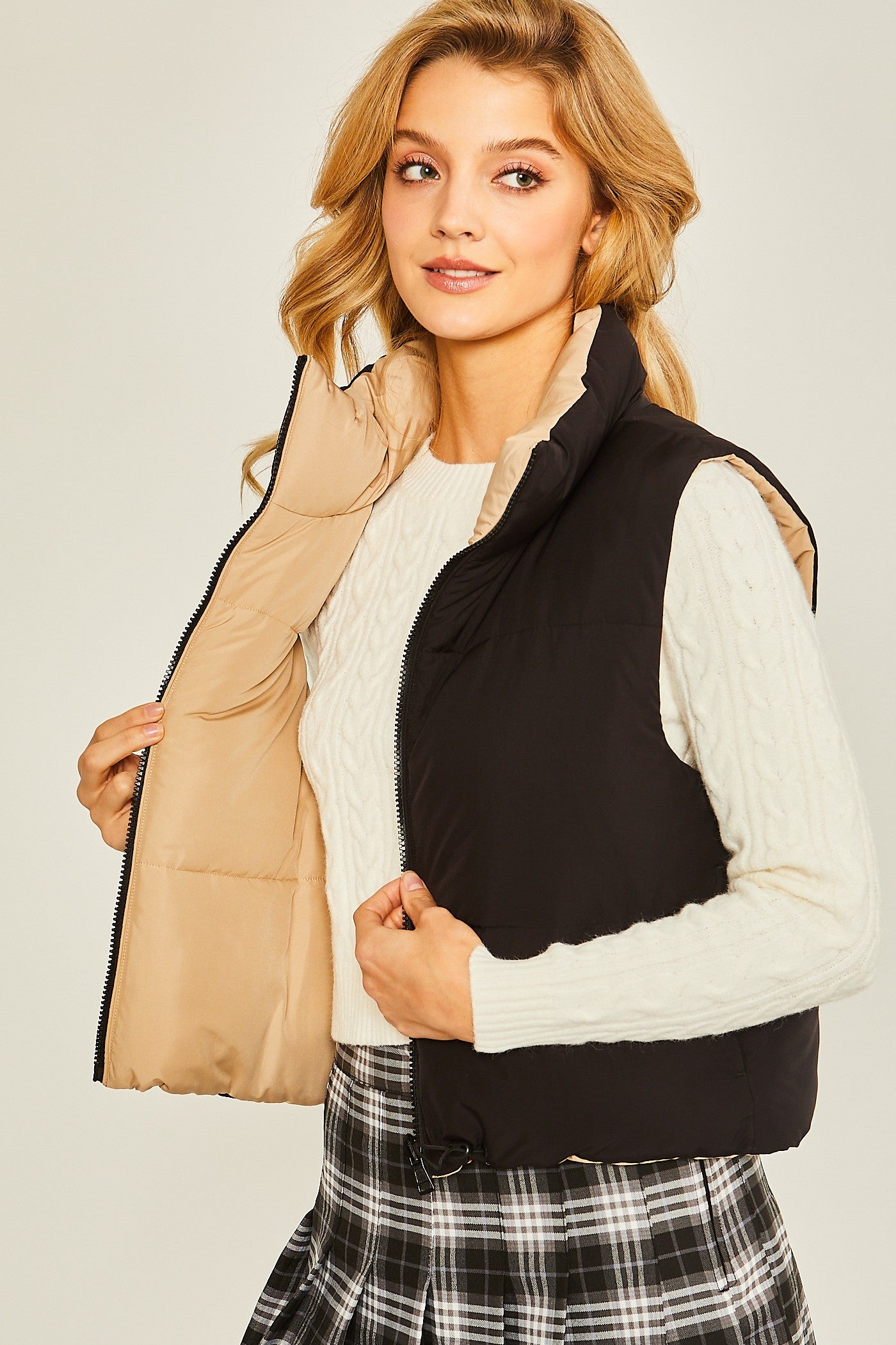 Black & Tan Puffer Vest