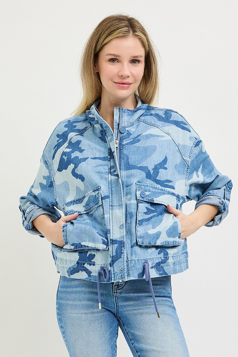 Blue Camo Oversized Jacket