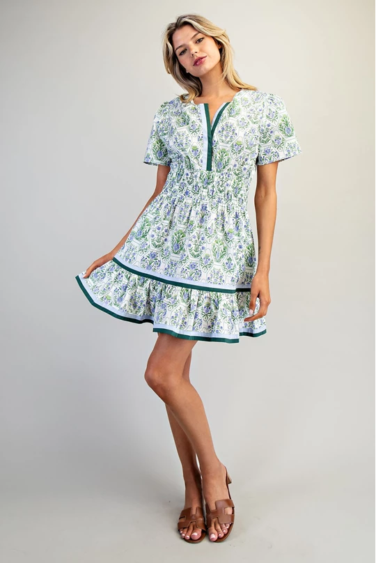 Bluebell- Floral Print Smocked Dress