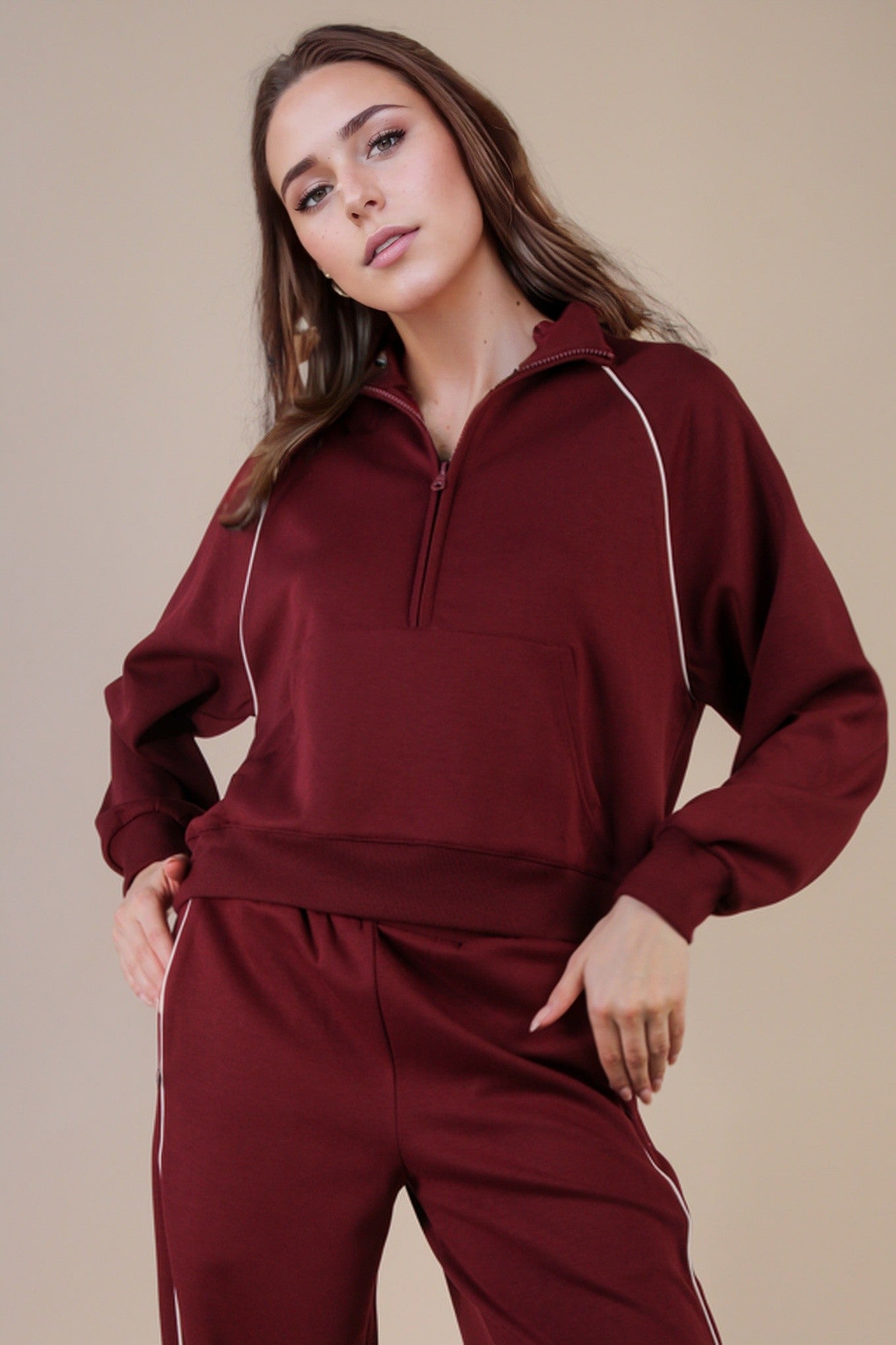 Burgundy Track Suit Sweatshirt