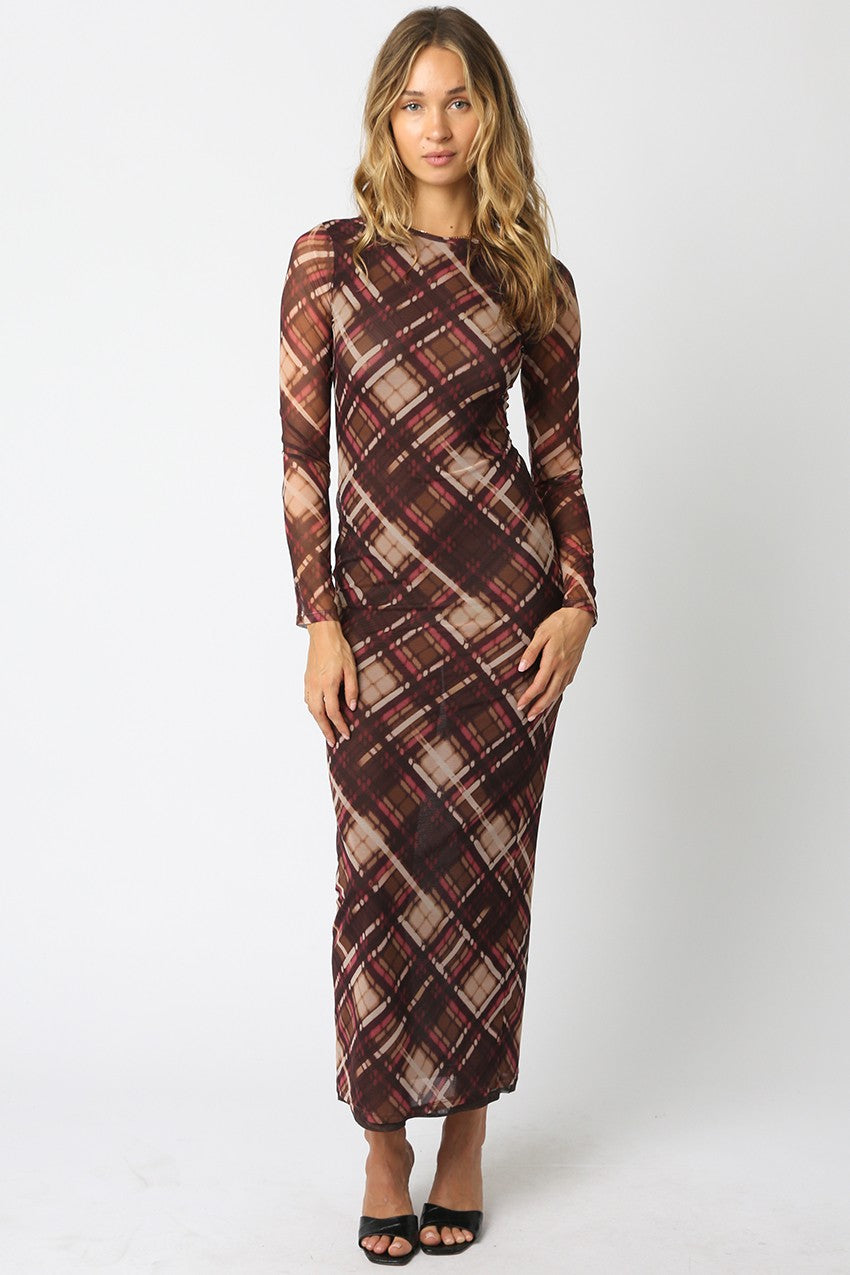 Brown & Rust Mesh Dress