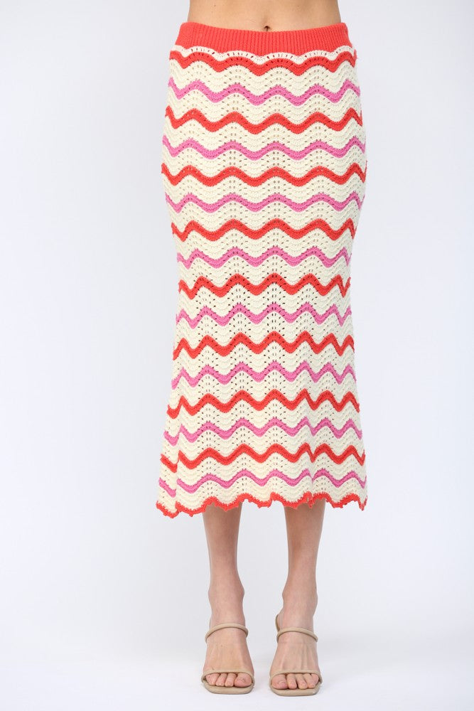 Chevron Knit Sweater Skirt