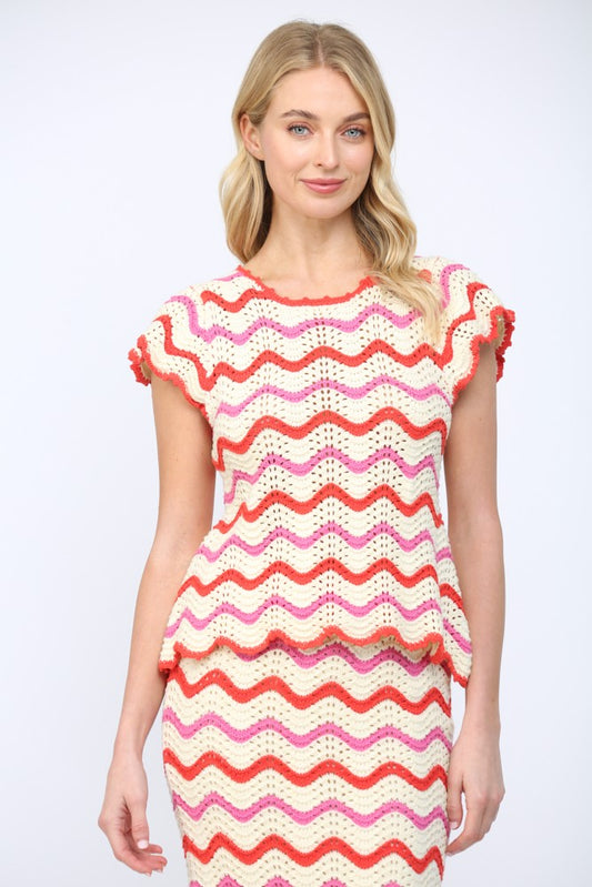 Chevron Knit Sweater Top
