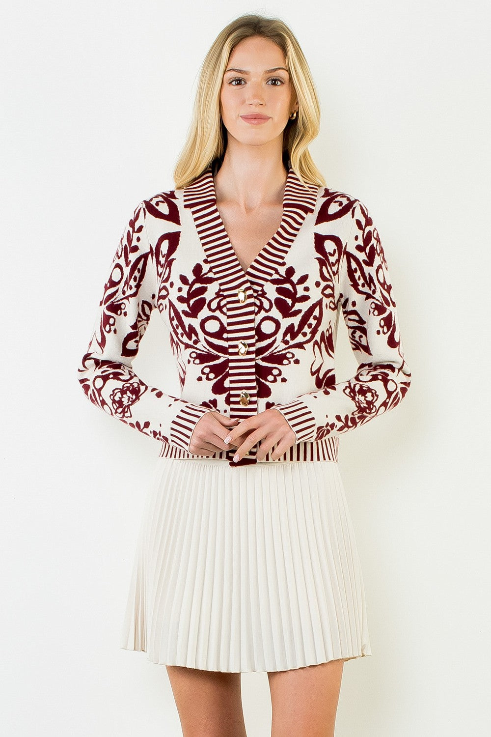Floral V-neck Sweater