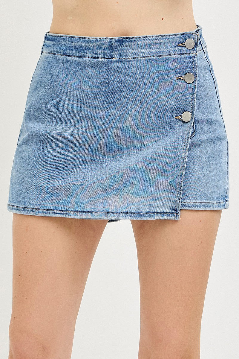 High Rise Button Down Skort-RDS6301