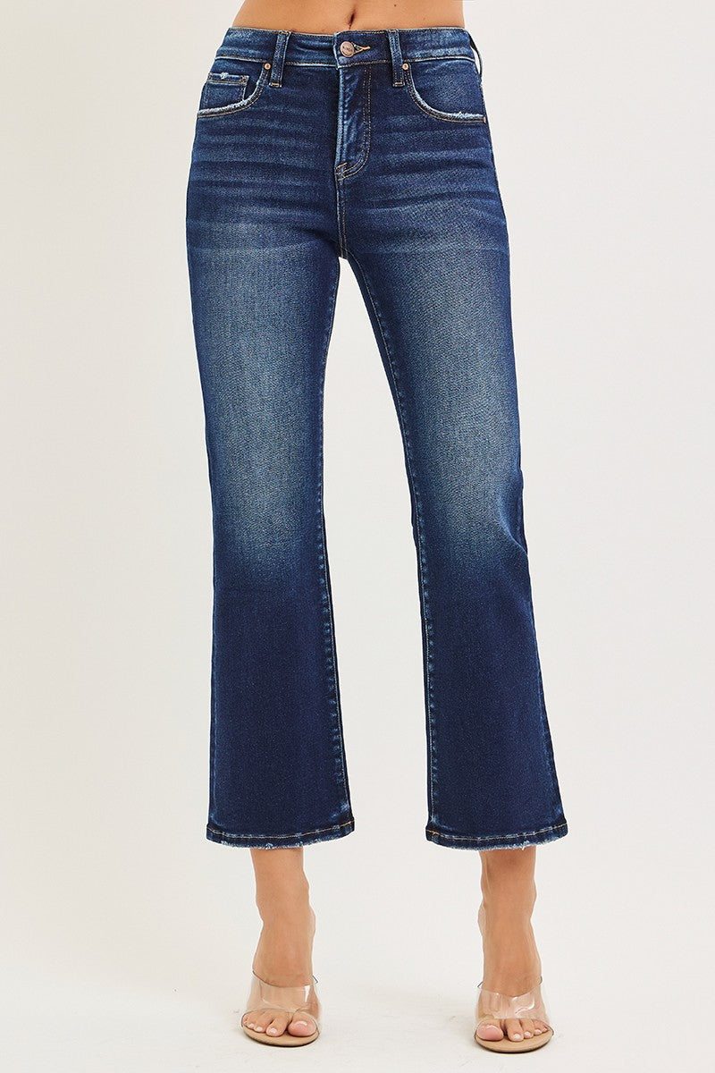High Rise Crop Bootcut Jeans-Stretchy