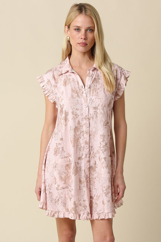 Karla Ruffle Mini Dress- Blush Khaki