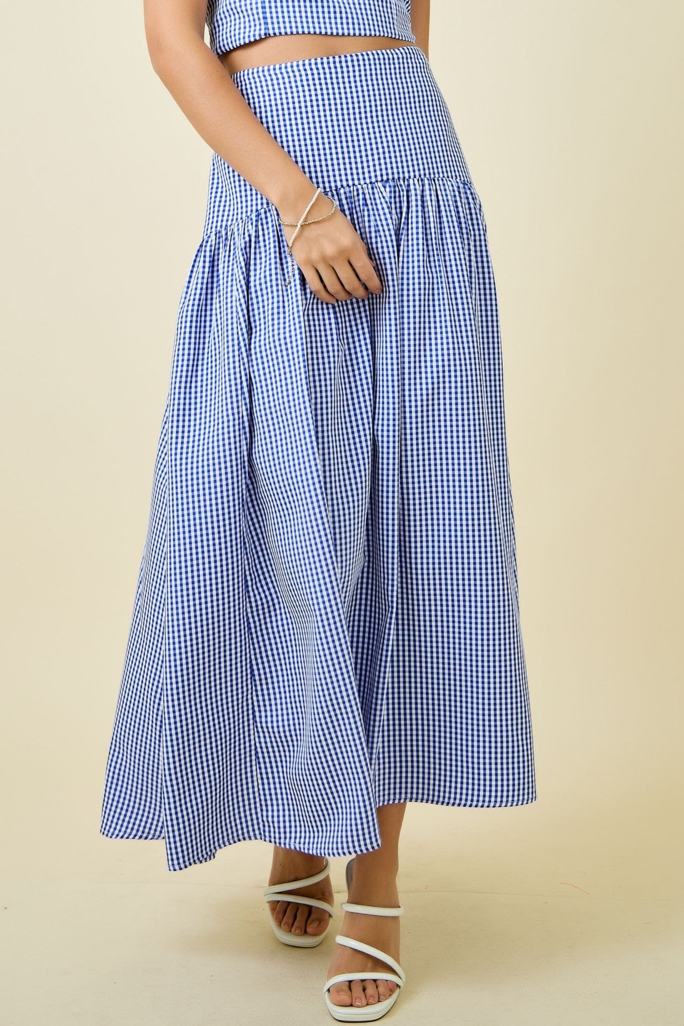Gingham Flared Maxi Skirt