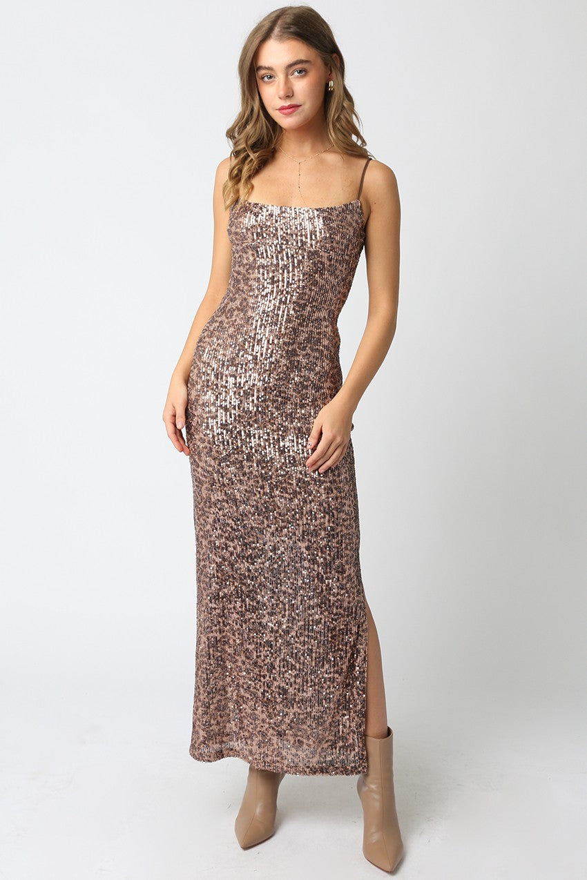 Rust/Brown Mesh Sequin Dress