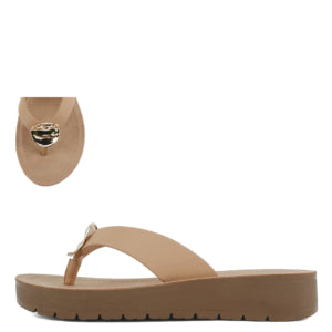 STAMP-Tan flip flop type sandal