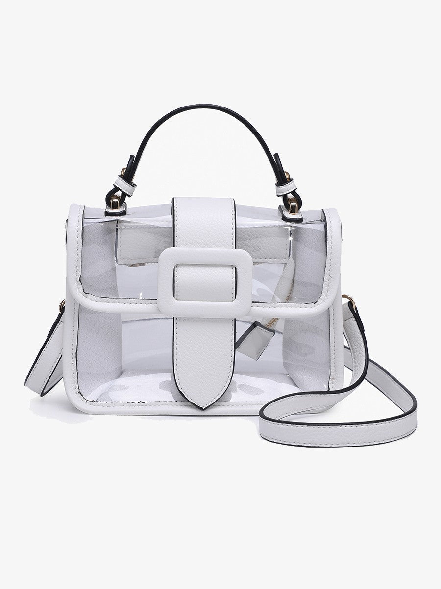 Toni Clear Flapover Crossbody Bag-Off White