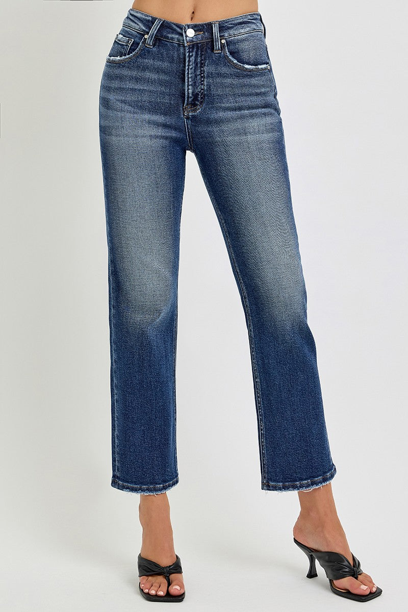 Tummy Control High Rise Crop Straight Jeans