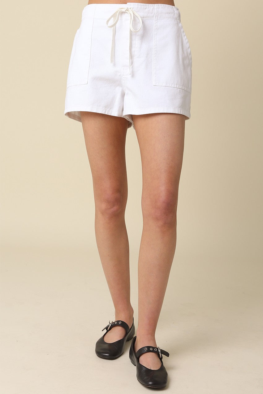 White Draw String Shorts