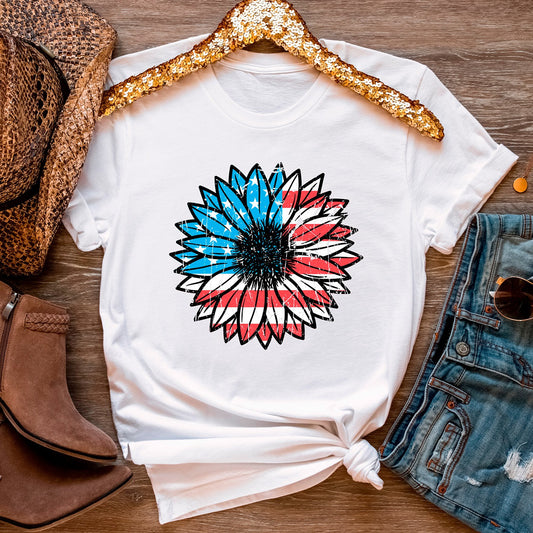 American Flag Sunflower T-Shirt