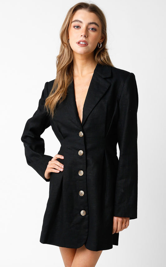 Black Button Down Long Sleeve Dress