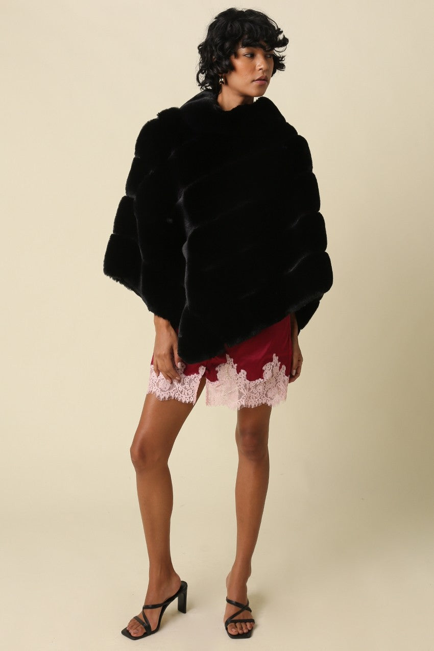 Black Fur Poncho