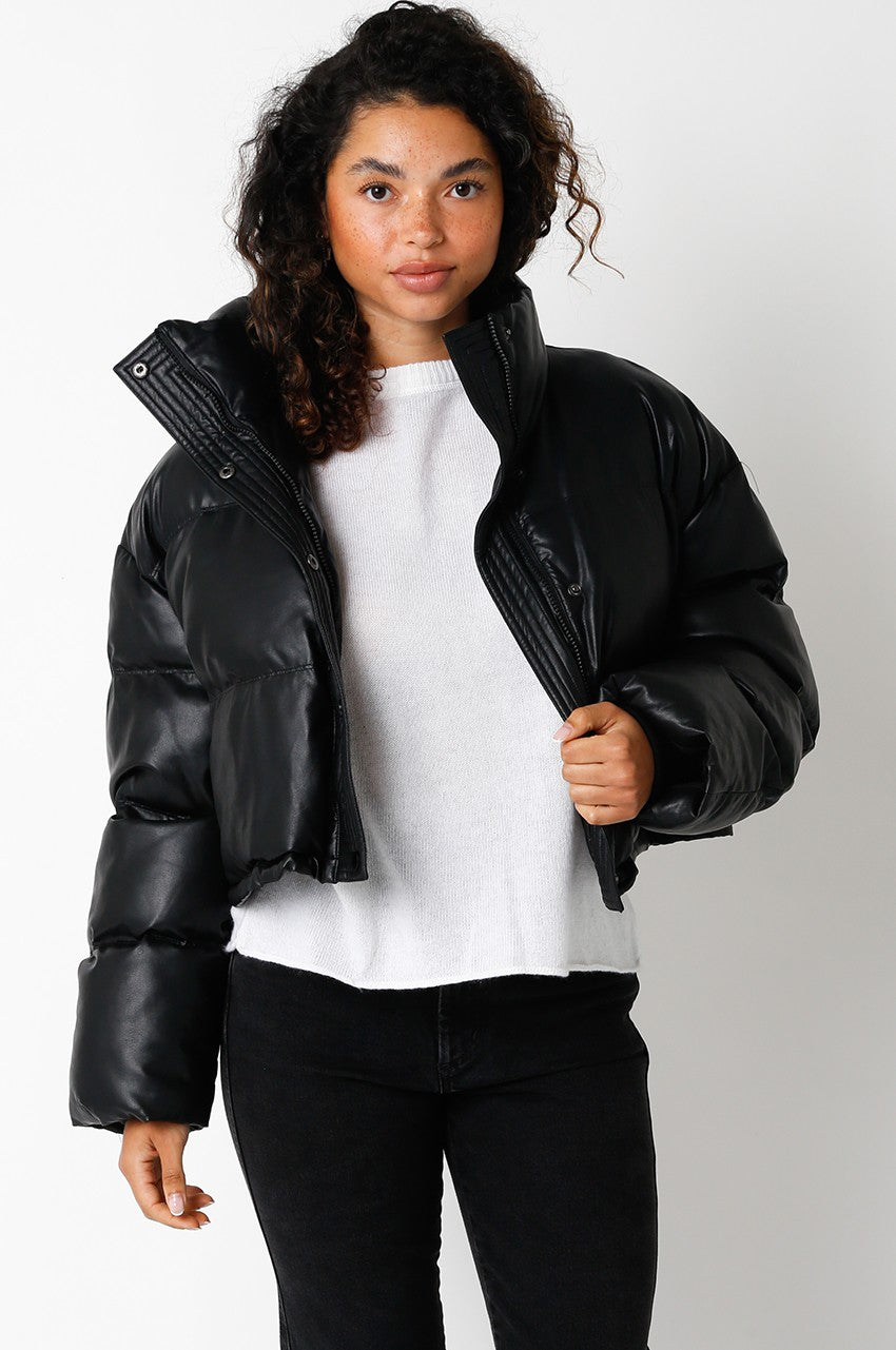 Black Puffer Crop Jacket