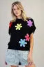 Black Summer Sweater With Colorful Flowers