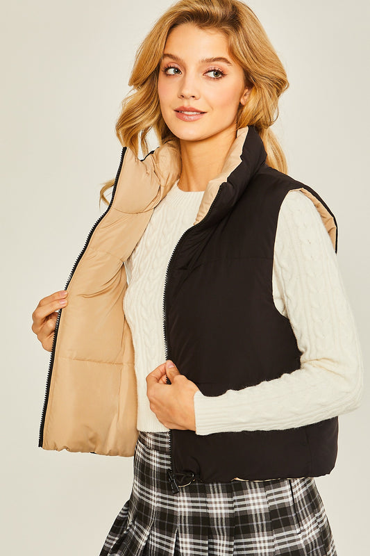 Black & Tan Puffer Vest