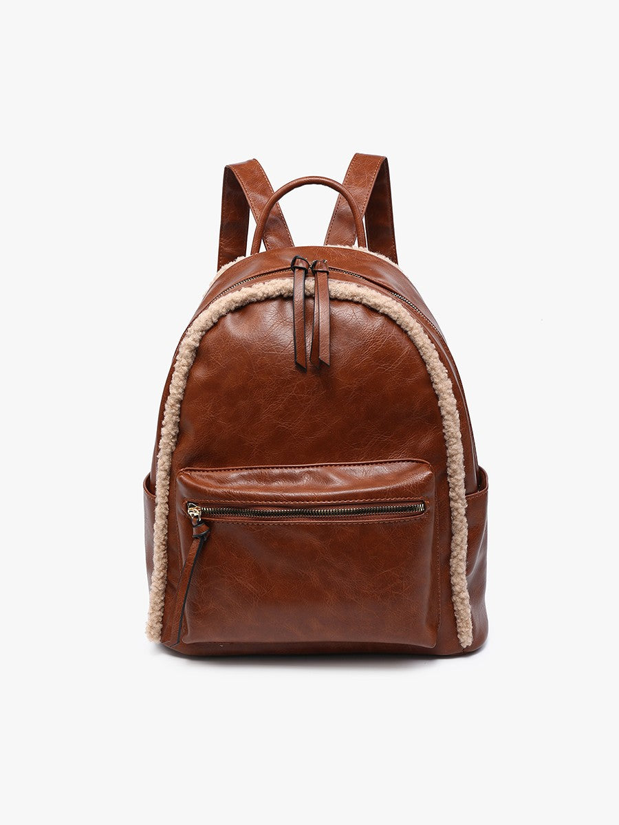 Bria Brown Sherpa Trim Backpack