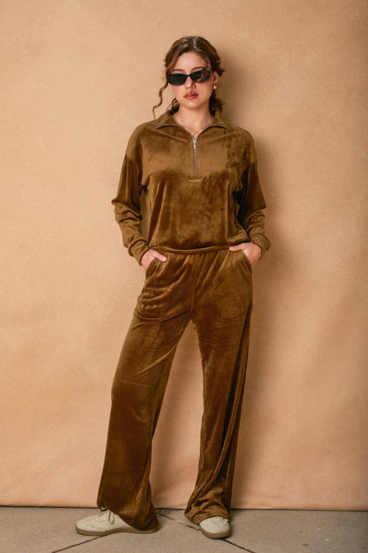 Caramel Velour Warm Up Suit
