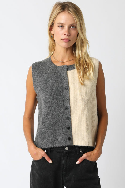 Charcoal Combo Sweater Vest