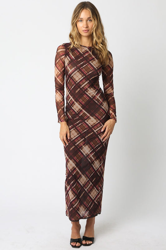 Brown & Rust Mesh Dress