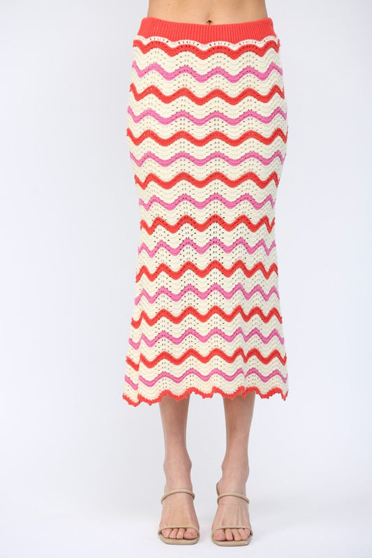 Chevron Knit Sweater Skirt