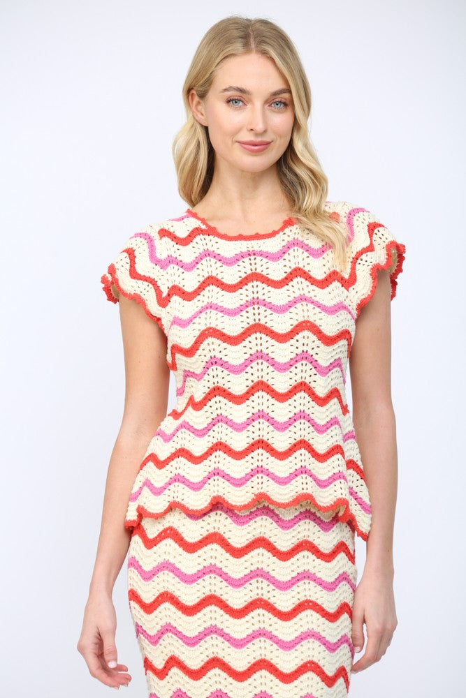 Chevron Knit Sweater Top