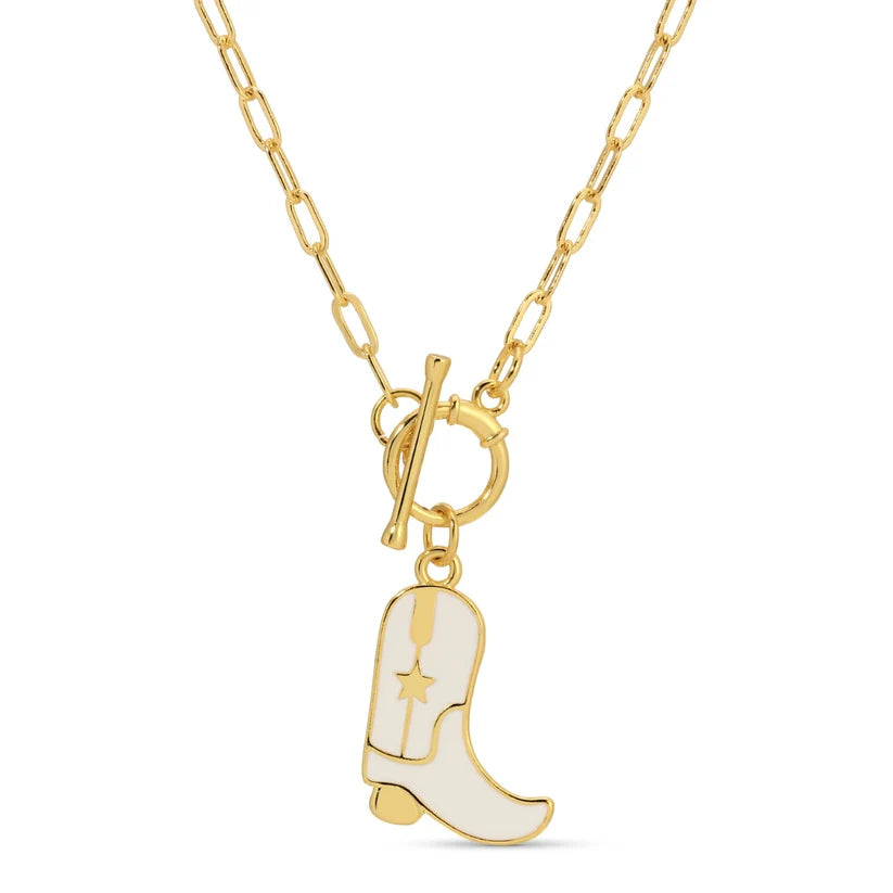 COWGIRL BOOT PENDANT NECKLACE