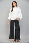 Cream Ribbed Knit Mock Neck Sweater