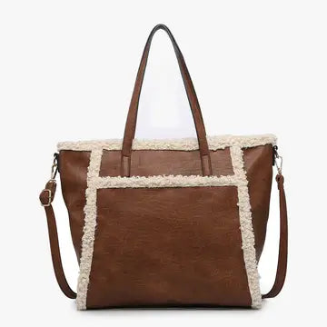 Dark Brown Lulu Sherpa Tote