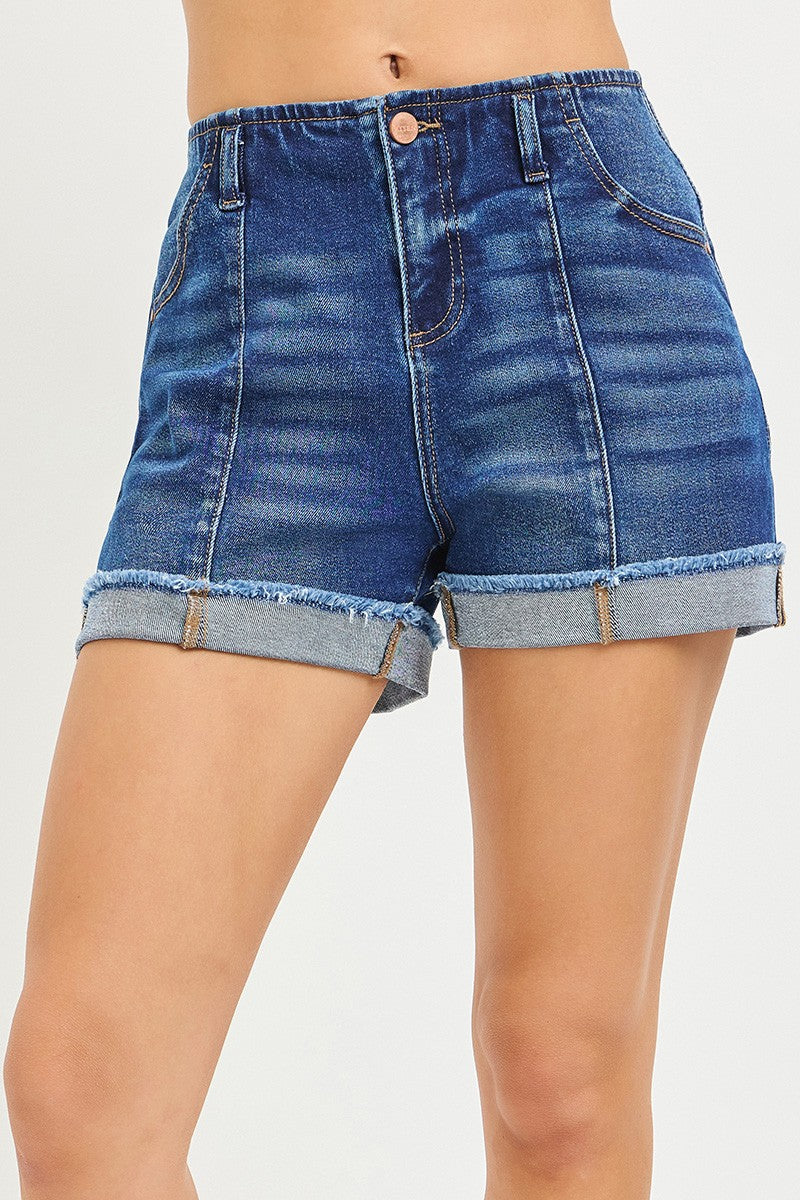 Dark Slouchy Cuffed Shorts