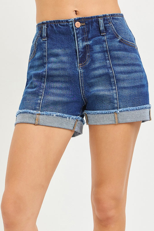 Dark Slouchy Cuffed Shorts