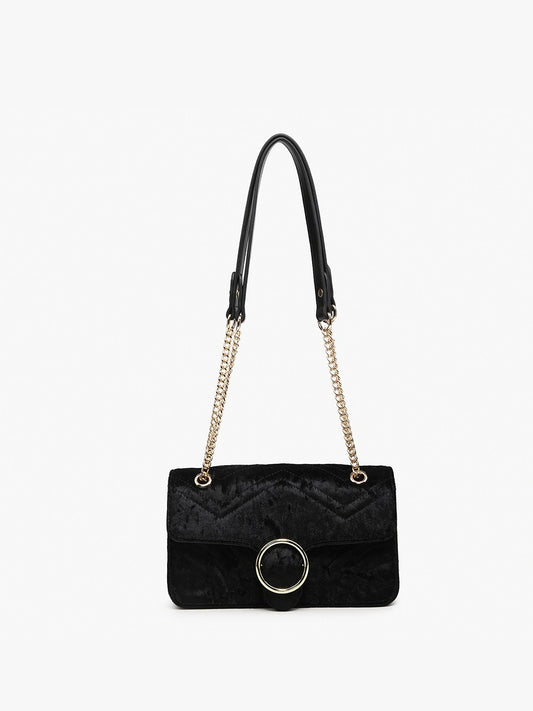 Edinburgh Black Velvet Crossbody Handbag