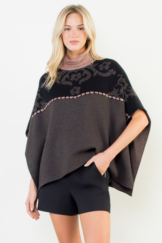 Floral Detailed Poncho