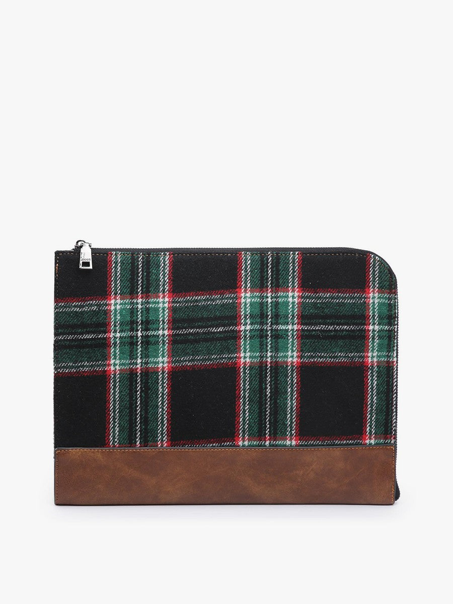 Gwen Green & Black Plaid Clutch