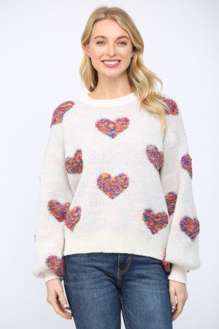 Cream Heart Sweater