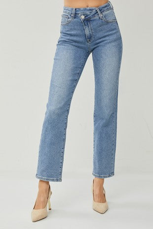 High Rise-Ankle Straight-Crossover Jeans