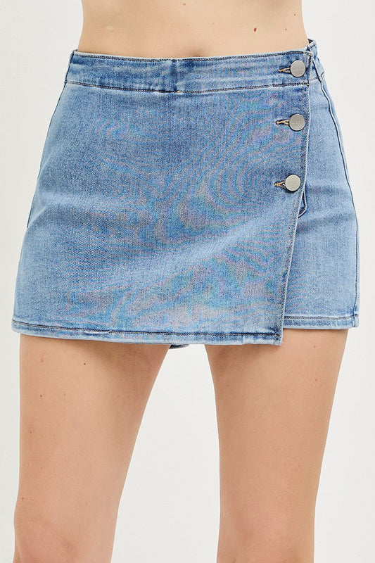 High Rise Button Down Skort-RDS6301