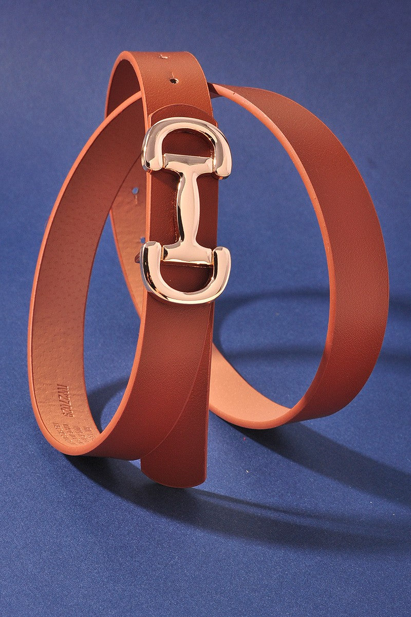 Horse Bit Buckle Belt- Cognac