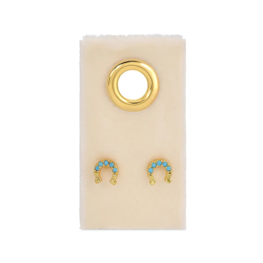 LIGHT BLUE HORSESHOE STUDS