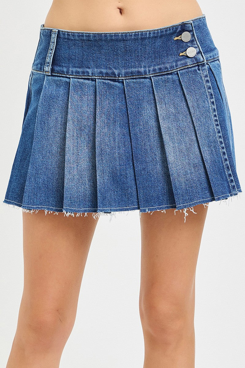 Mid Rise Pleated Skort