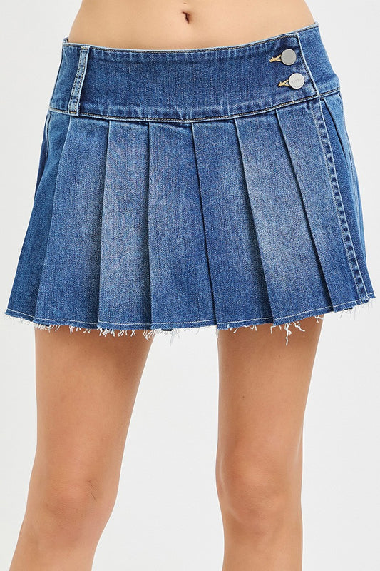 Mid Rise Pleated Skort