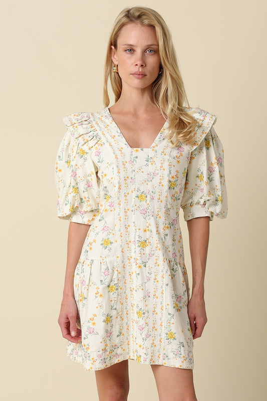Perla Butter Garden Puss Sleeve Dress