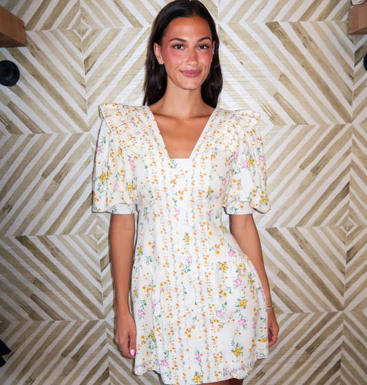 Perla Butter Garden Puss Sleeve Dress
