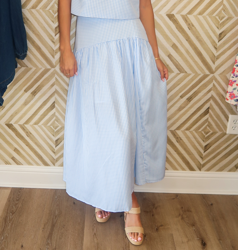 Gingham Flared Maxi Skirt