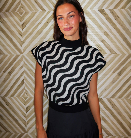 Black & White Swirl Printed Top